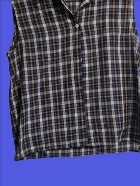 4/$67 Deal! Vintage Navy, White & Mustard Plaid Button-Down Shirt